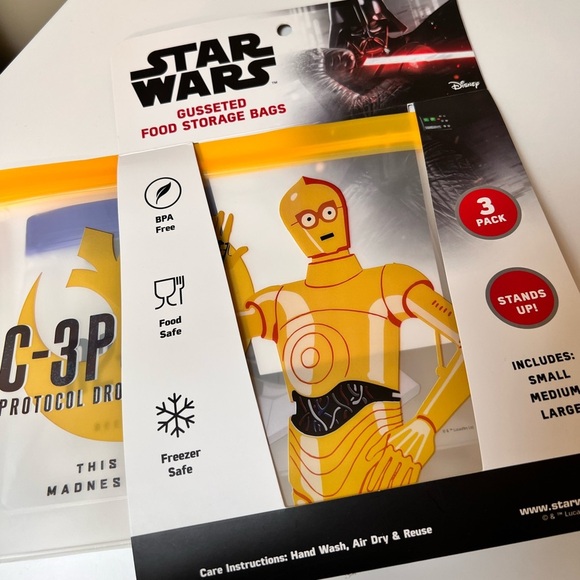 ❗️4/$65❗️Star Wars Reusable Food Storage Bags. Set of 3: Small, medium, large - Picture 1 of 5
